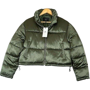 7 For All Mankind Womens Super Puffy Puffer Jacket XS Dark Green Winter NWT